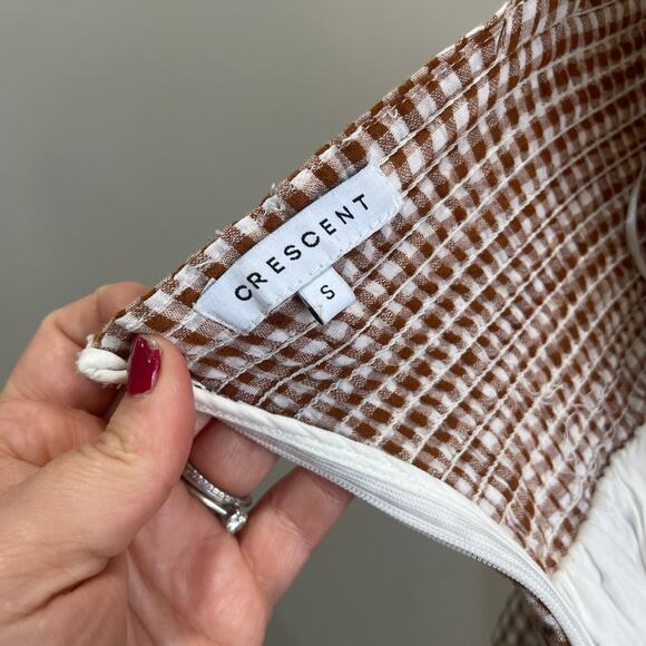 Crescent Cotton Gingham Tiered Midi Dress Tie Straps Cottagecore Sz Small - Picture 9 of 9